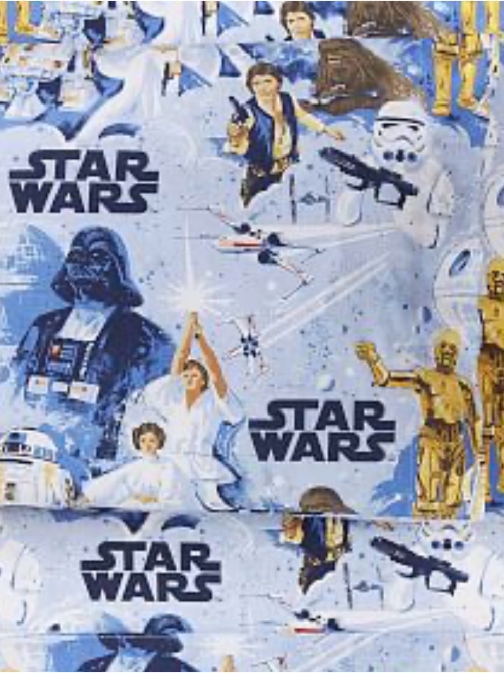 Pottery Barn Kids Star Wars Sheet Set in Light Blue with Gold and Black Accents
